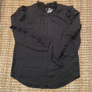 J. Crew Ruffle Sleeve Top in Satin Crepe, NWT